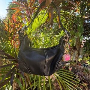 Elegant Black small Hobo Leather Shoulder Bag Excellent